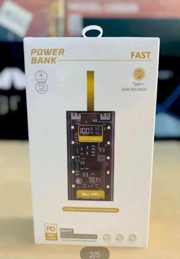 20,000mAh PD Power Bank – Sleek Transparent Design with Vibrant Side LED Lights