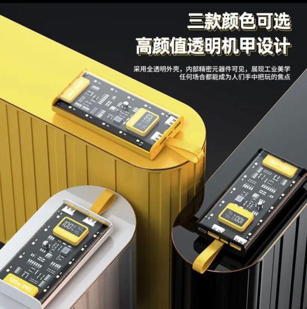 20,000mAh PD Power Bank – Sleek Transparent Design with Vibrant Side LED Lights