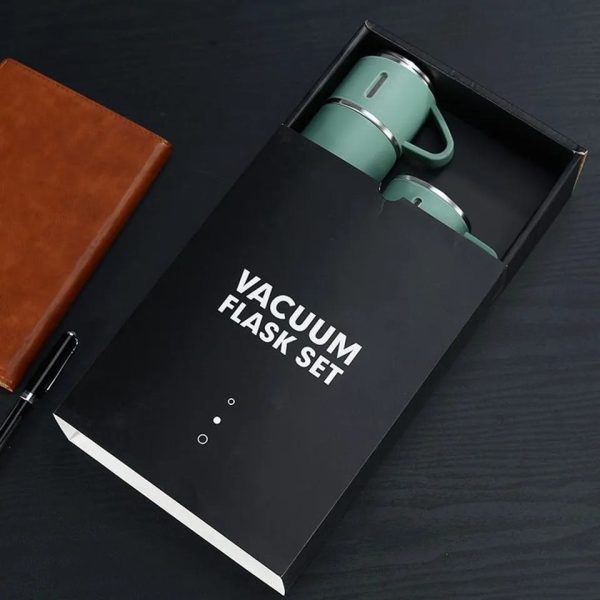 3 Cup 500 Ml Double-layer Stainless Steel Vacuum Flask Set
