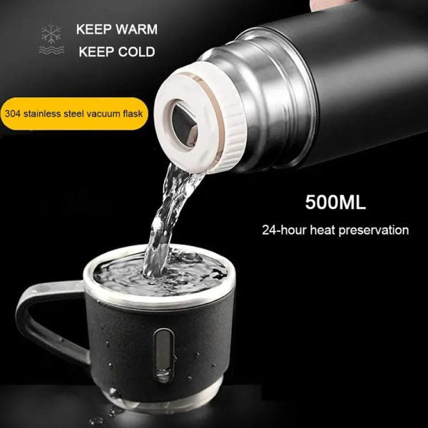3 Cup 500 Ml Double-layer Stainless Steel Vacuum Flask Set