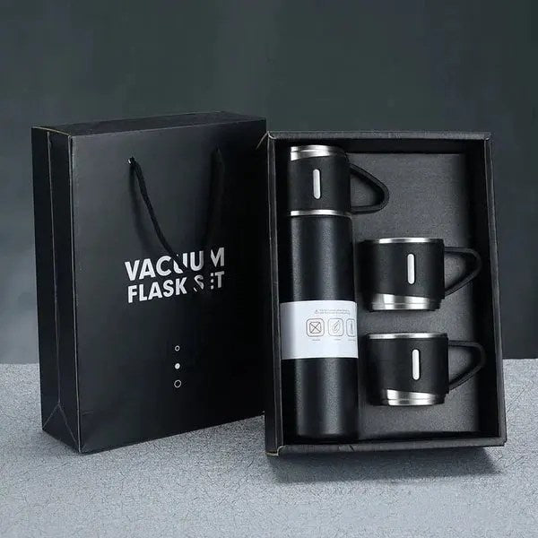 3 Cup 500 Ml Double-layer Stainless Steel Vacuum Flask Set