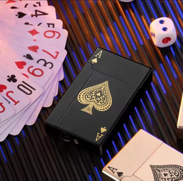 Ace Card Jet Torch Lighter – Windproof, Refillable Green Flame with Cool Playing Card Design