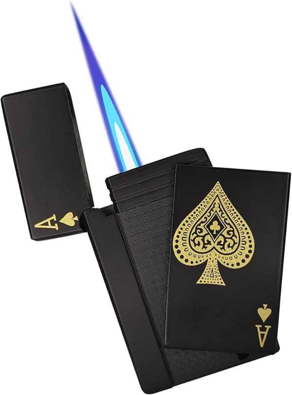 Ace Card Jet Torch Lighter – Windproof, Refillable Green Flame with Cool Playing Card Design