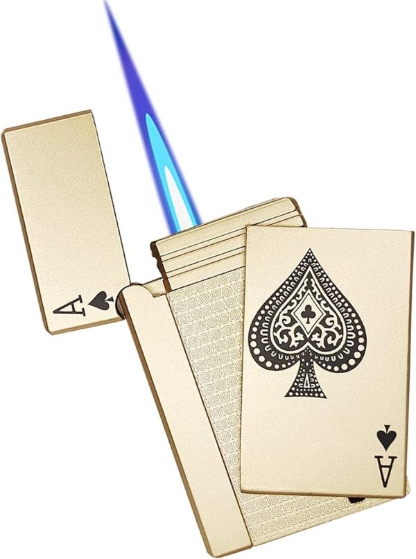Ace Card Jet Torch Lighter – Windproof, Refillable Green Flame with Cool Playing Card Design