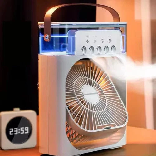 Portable Air Conditioner Fan Usb Electric Fan With Led Night Light, Fine Mist Water, And Humidifier Function