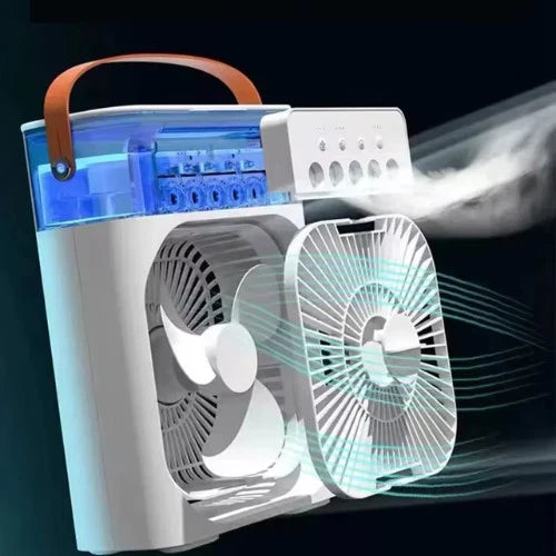 Portable Air Conditioner Fan Usb Electric Fan With Led Night Light, Fine Mist Water, And Humidifier Function