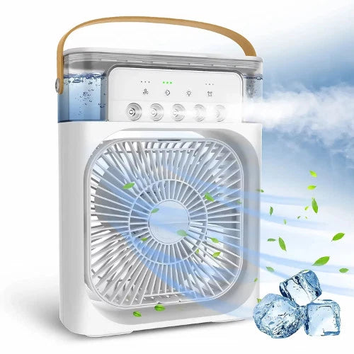 Portable Air Conditioner Fan Usb Electric Fan With Led Night Light, Fine Mist Water, And Humidifier Function