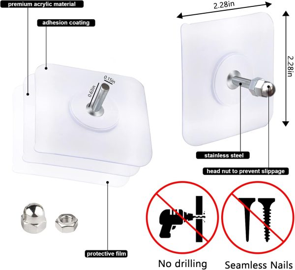 10-Piece Self-Adhesive Wall Hooks – Heavy-Duty, No-Drill Mounting for Frames, Keys, Towels & More