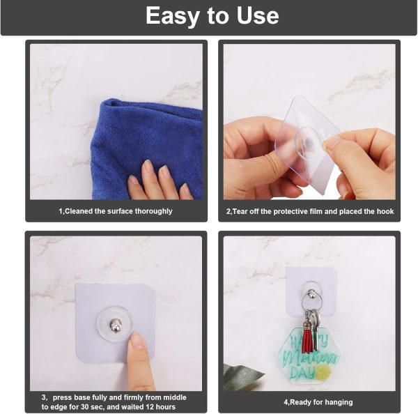 10-Piece Self-Adhesive Wall Hooks – Heavy-Duty, No-Drill Mounting for Frames, Keys, Towels & More