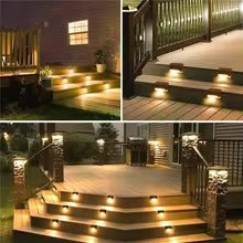 Pack Of 4 Solar Deck Lights Outdoor Step Fence Lights Waterproof Solar Lamp For Railing Stairs Pathway Garden Light Decoration